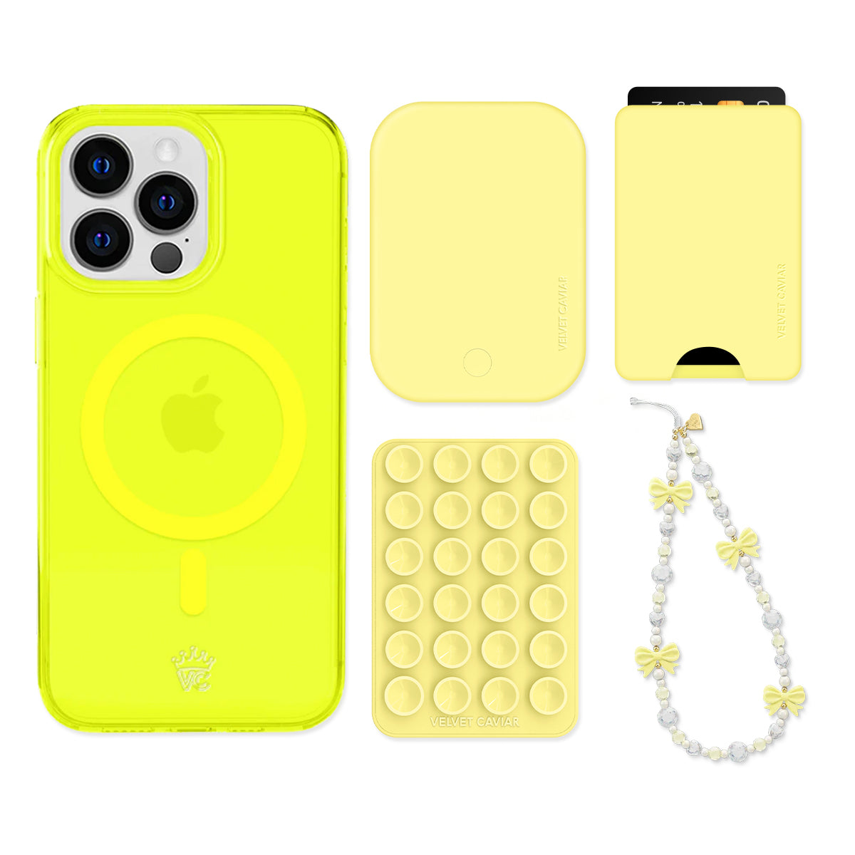 Neon Yellow iPhone Bundle Set - Wallet