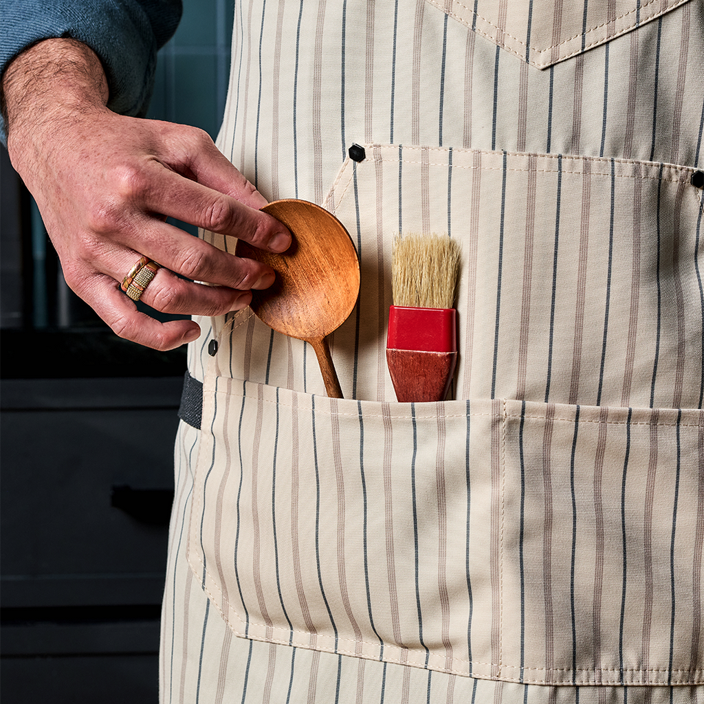 Eco Modern Apron (Pinstripe, Cream) - Image 6
