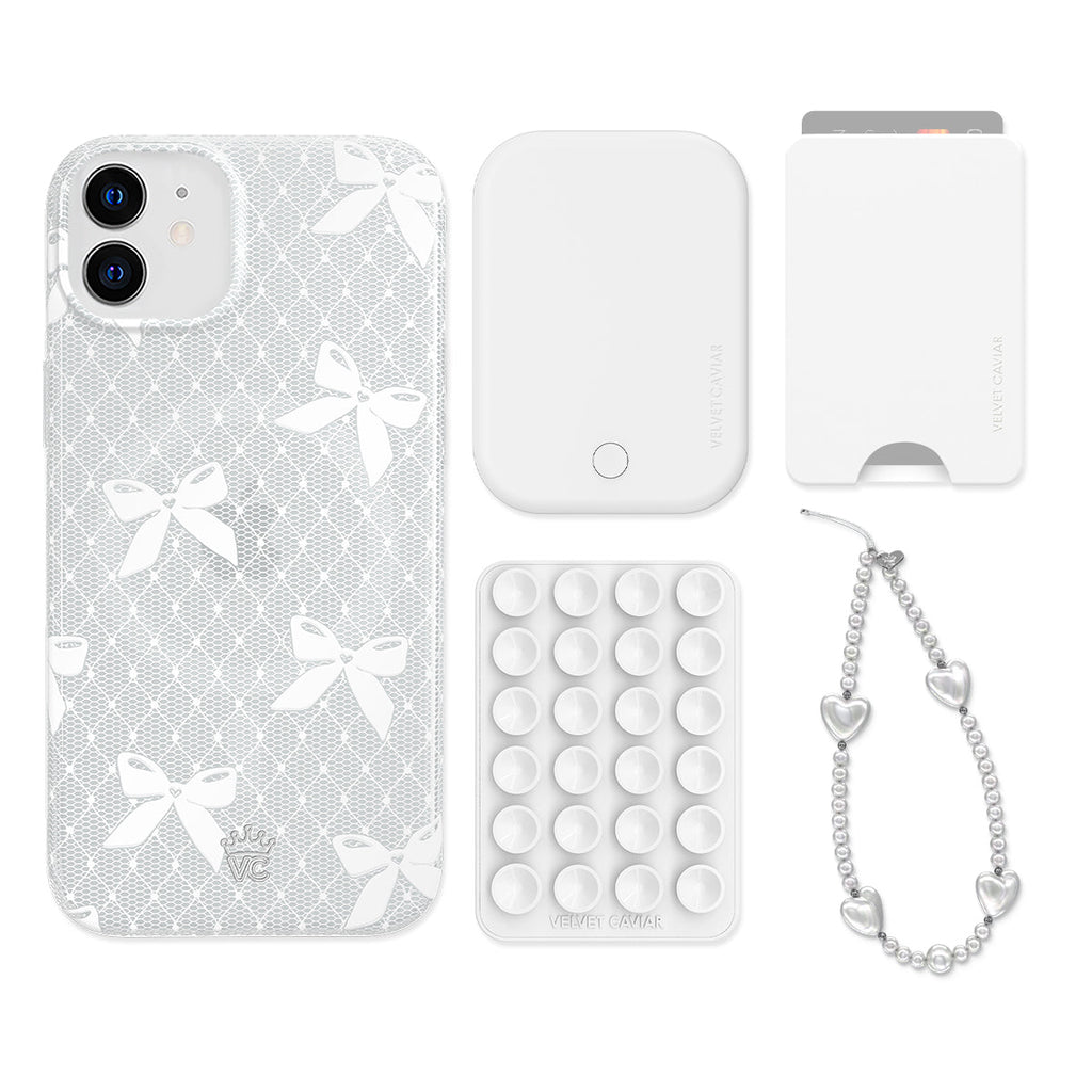 Vintage Lace Bows iPhone Bundle Set - Wallet