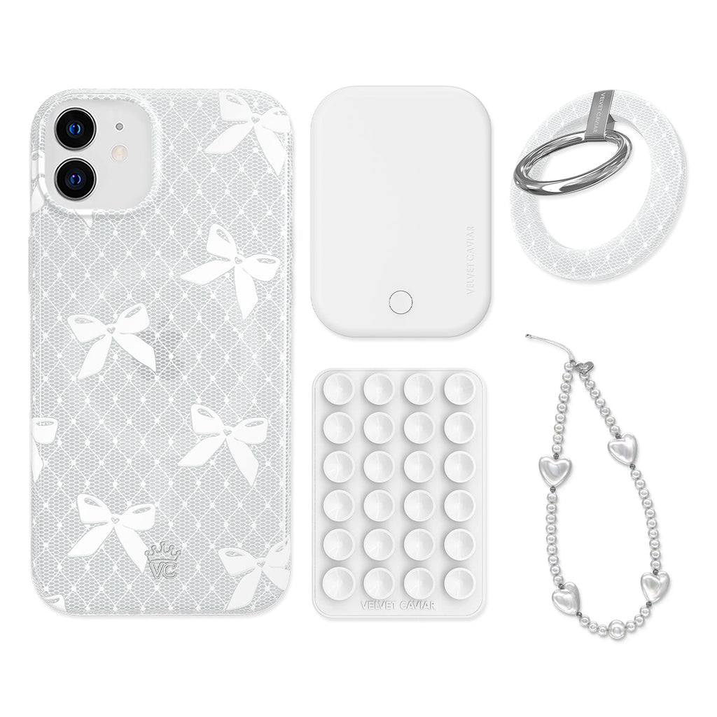 Vintage Lace Bows iPhone Bundle Set - Grip