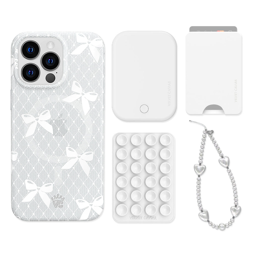Vintage Lace Bows iPhone Bundle Set - Wallet