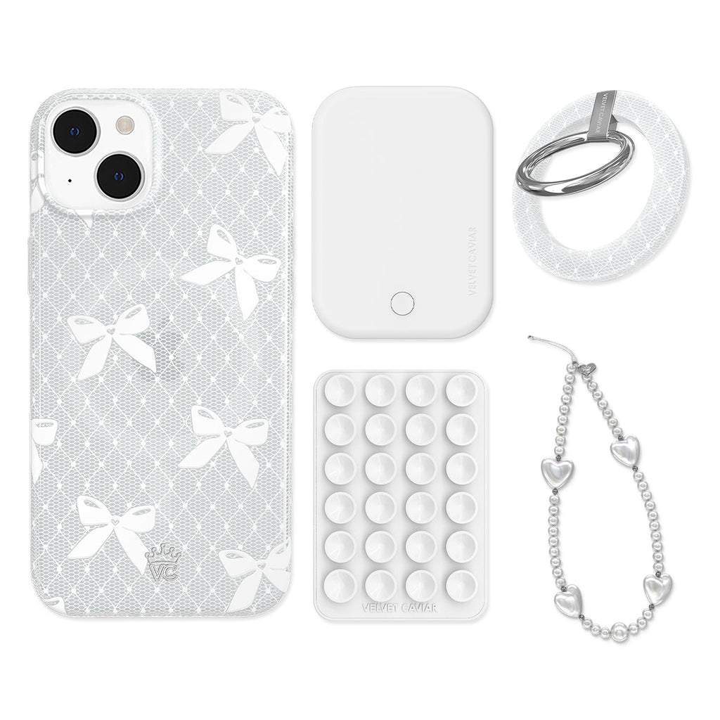 Vintage Lace Bows iPhone Bundle Set - Grip