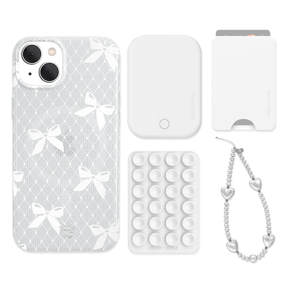 Vintage Lace Bows iPhone Bundle Set - Wallet