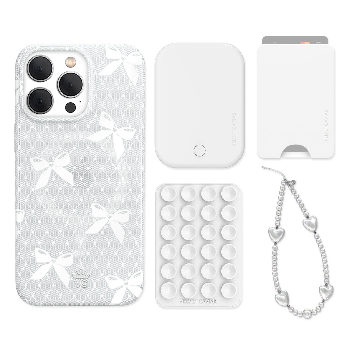 Vintage Lace Bows iPhone Bundle Set - Wallet