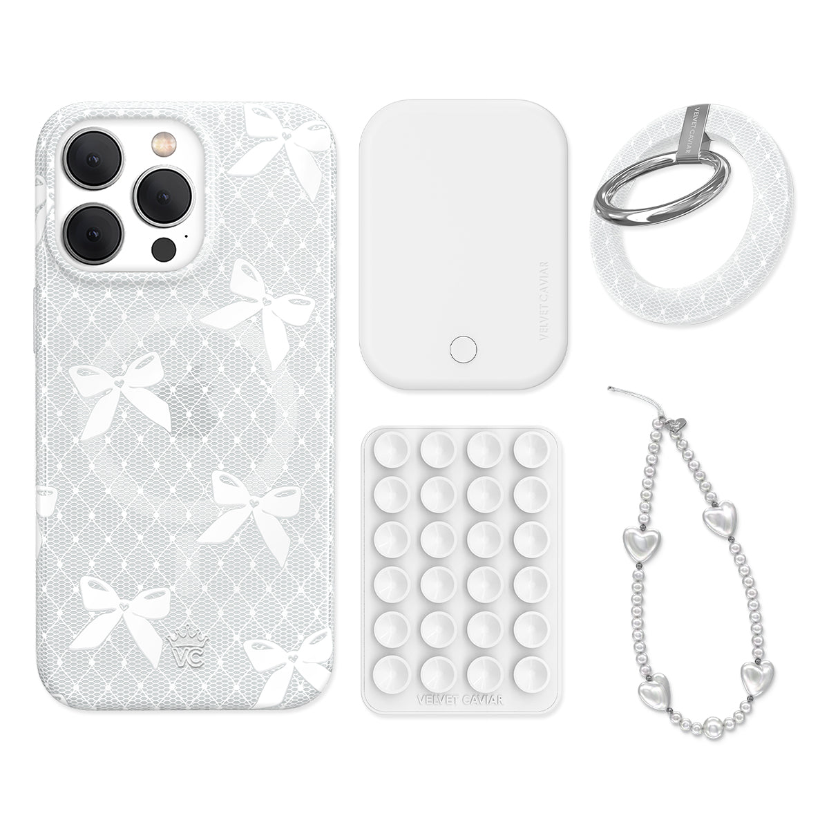 Vintage Lace Bows iPhone Bundle Set - Grip
