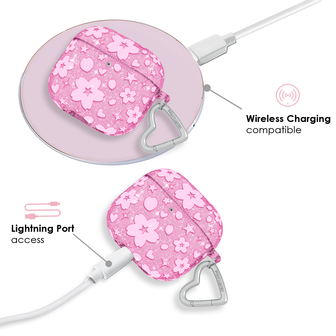 Cherry Blossom Glitter AirPod Case