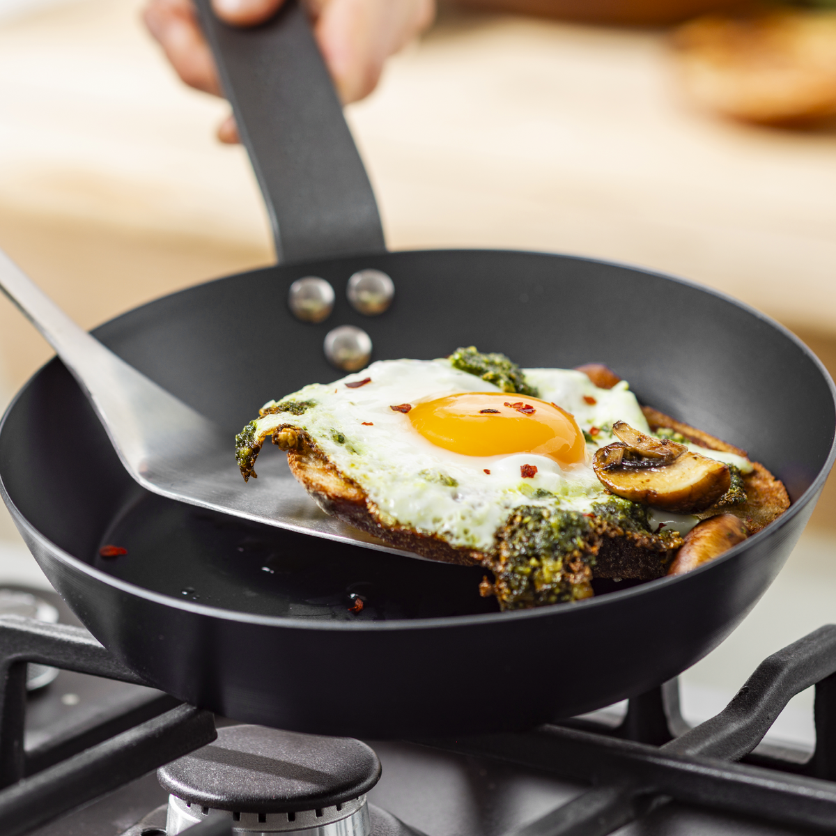 Bobby Flay by GreenPan 8", 10" and 12" Carbon Steel Frypan Set - Image 7
