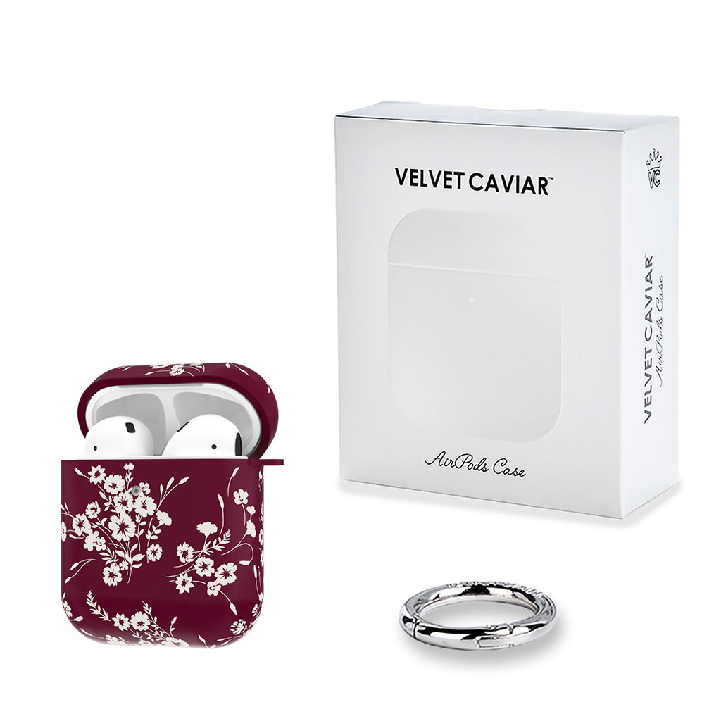 French Burgundy Floral AirPod Case