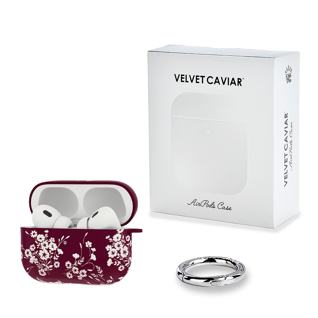 French Burgundy Floral AirPod Case