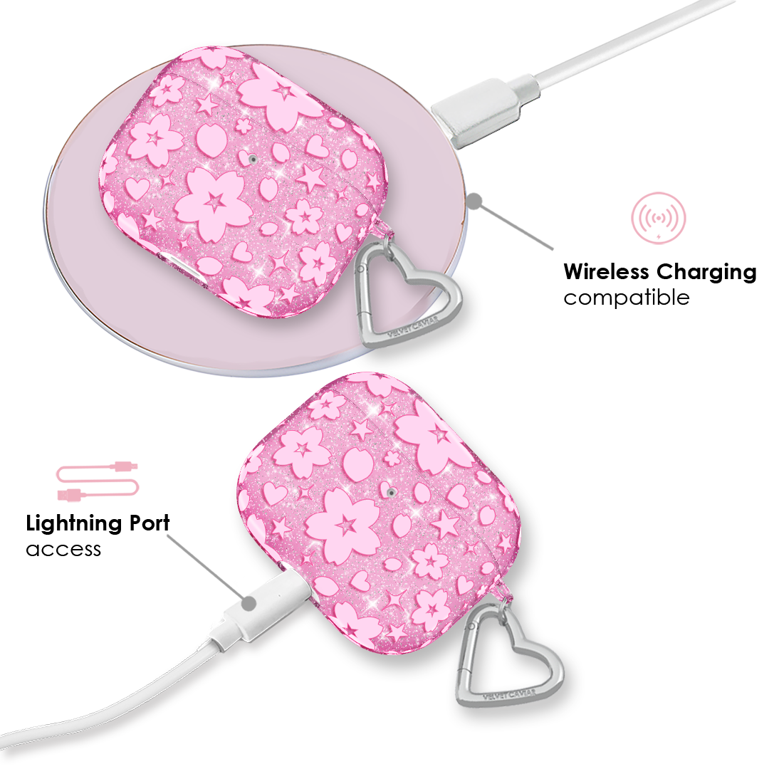 Cherry Blossom Glitter AirPod Case