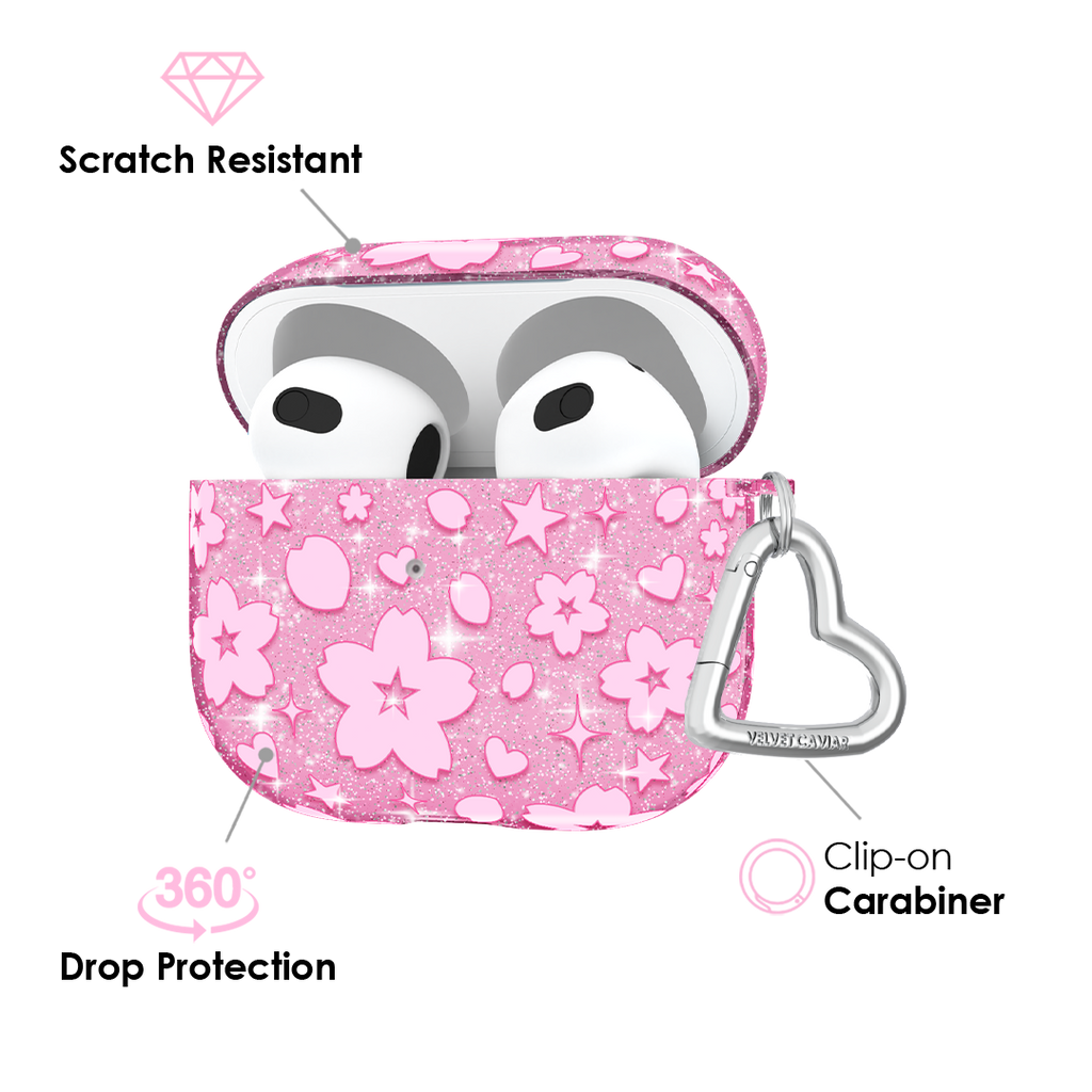 Cherry Blossom Glitter AirPod Case