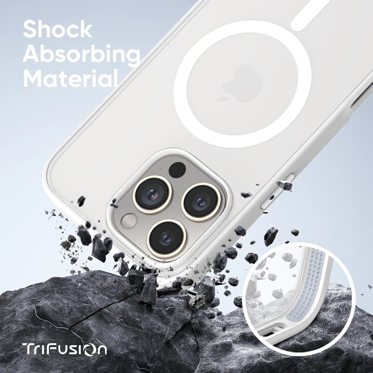 FLOLAB Surtect Tri-Fusion MagSafe Compatible Case – iPhone 16 Series (White Frost)
