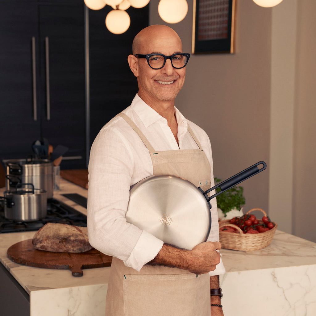 Stanley Tucci™ Stainless Steel Ceramic Nonstick 12" Frypan with Lid | Black Handle - Image 2