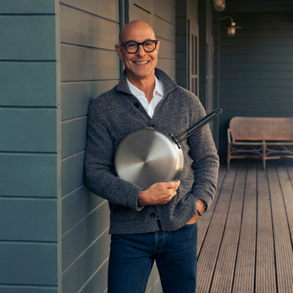 Stanley Tucci™ Stainless Steel Ceramic Nonstick 8" & 10" Frypan Set | Black Handles - Image 13