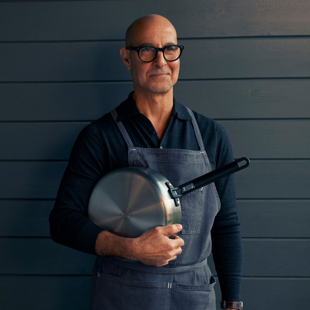 Stanley Tucci™ Stainless Steel Ceramic Nonstick 12" Frypan with Lid | Black Handle - Image 11