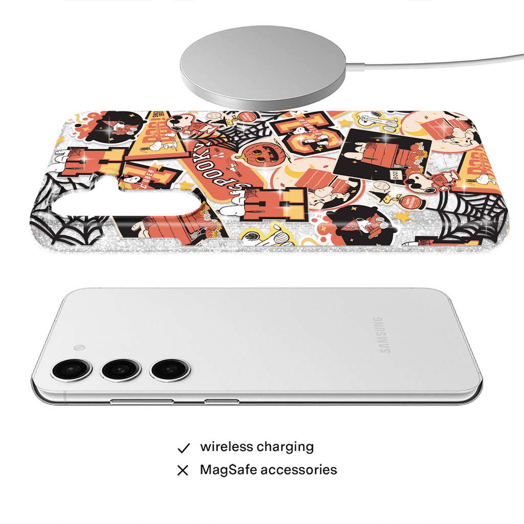 Snoopy Halloween Varsity Glitter Samsung Case