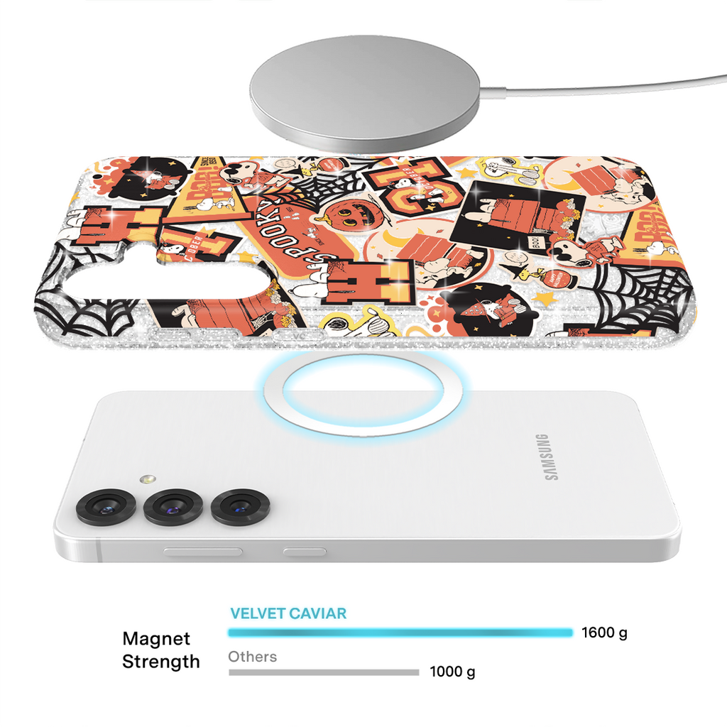 Snoopy Halloween Varsity Glitter Samsung Case